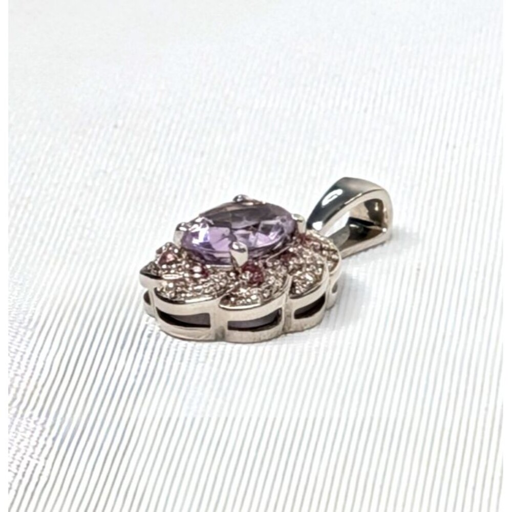 Orchid Amethyst, Pink Tourmaline & White Zircon Pendant in Sterling Silver